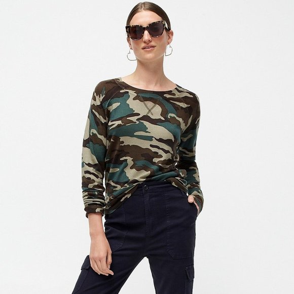 J Crew Merino Wool Camouflage Print 